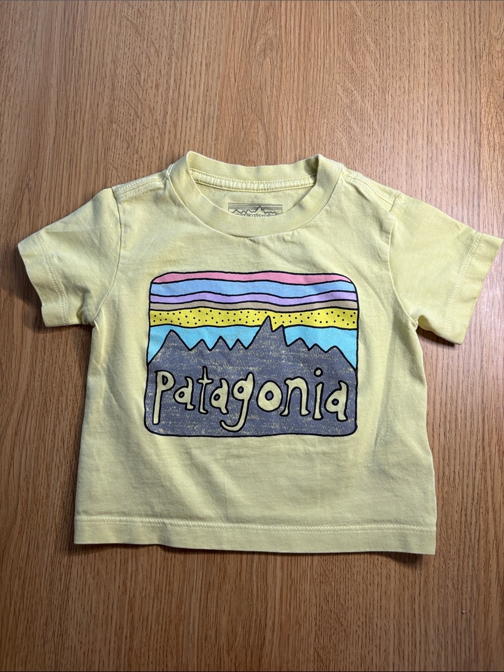 Baby 3-6 Month - Butter Yellow Graphic Tee with Mountain design